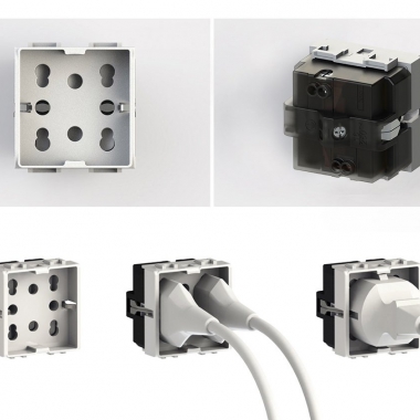 PRESA MULTISTANDARD 1 SCHUKO O 2 BIPASSO COMPATIBILE CON VIMAR PLANA - 4 BOX 4B/V14SL/H21 product photo Photo 02 3XL