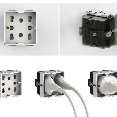 PRESA MULTISTANDARD 1 SCHUKO O 2 BIPASSO COMPATIBILE CON VIMAR PLANA - 4 BOX 4B/V14/H21 product photo Photo 02 3XL