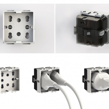 PRESA MULTISTANDARD 1 SCHUKO O 2 BIPASSO COMPATIBILE CON VIMAR ARKE' - 4 BOX 4B/V19B/H21 product photo Photo 02 3XL