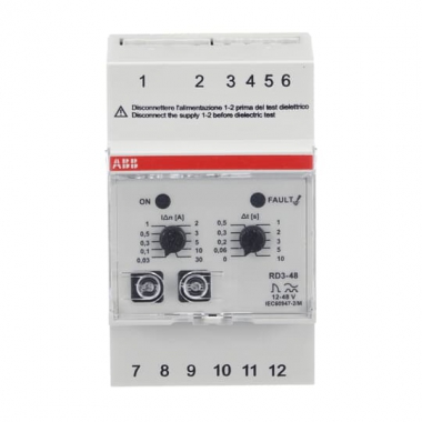 RELE' DIFFERENZIALE ELETTRONICO 48VAC/DC 3 MODULI - ABB RD3/48 product photo Photo 01 3XL