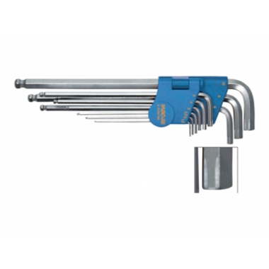 CHIAVI ESAGONALI SFEROPOLIEDRICHE ACCIAIO CROMO VANADIO SERIE KIT 9 PEZZI 1,5/2/2,5/3/4/5/6/8/10MM ABC A31097650 - ABC UTENSILI A31097650 product photo Photo 01 3XL