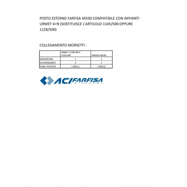 PORTER FARFISA MD30 UNIVERSALE COMPATIBILE TERRANEO 2659N E URMET 1145/500 - ACI FARFISA MD30 product photo Photo 02 3XL