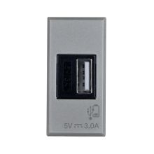 Caricatore USB tipo A, Allumia S44, colore grigio tech, 3A alimentazione 240V - finitura lucida - 1 Mod. - AVE 443082USB3A product photo