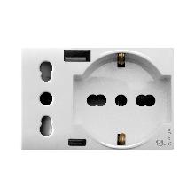 PRESA SCHUKO+ITA+USB A/C DOMUS 3M - AVE 44109015USB - AVE 44109015USB product photo