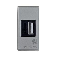 Caricatore USB tipo A, Allumia S44, colore grigio tech, 3A alimentazione 240V - finitura lucida - 1 Mod. - AVE 443082USB3A product photo