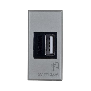 Caricatore USB tipo A, Allumia S44, colore grigio tech, 3A alimentazione 240V - finitura lucida - 1 Mod. - AVE 443082USB3A product photo Photo 02 3XL