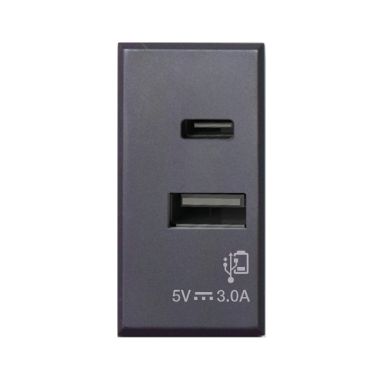 Caricatore USB tipo A+C, Tekla S44, colore RAL 7016, 3A alimentazione 230V - finitura opaca - 1 Mod. - AVE 445082USBAC product photo Photo 01 3XL