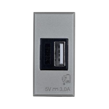 Caricatore USB tipo A, Allumia S44, colore grigio tech, 3A alimentazione 240V - finitura lucida - 1 Mod. - AVE 443082USB3A product photo Photo 01 3XL