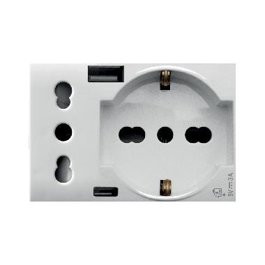 PRESA SCHUKO+ITA+USB A/C WHITEK3M - AVE 44609015USB - AVE 44609015USB product photo Photo 01 3XL