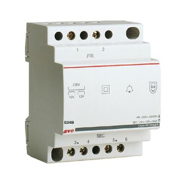 Trasformatore di sicurezza resistente al cortocircuito per servizio intermittente VNP 230V - VNS 12/24V - PN40VA - 4 moduli DIN - AVE 5349 product photo Photo 01 3XL