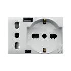 PRESA SCHUKO+ITA+USB A/C WHITEK3M - AVE 44609015USB - AVE 44609015USB product photo