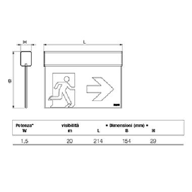 PLAFONIERA EMERGENZA UP LED EXIT DF20M SA 1/2/3H - BEGHELLI 4320 product photo Photo 02 3XL
