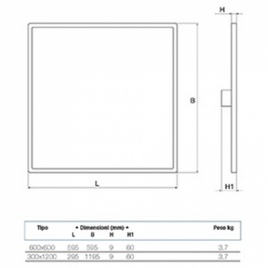 PLAFONIERA LED PANELED 38W APPARECCHIO INNOVATIVO A SORGENTE LED 3000K 600X600MM - BEGHELLI 70010 product photo Photo 02 3XL