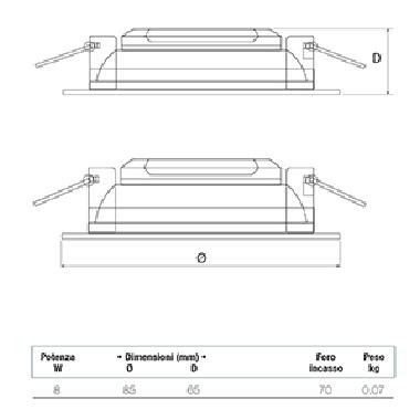 FARETTO DOWNLIGHT ULTRA COMPACT LED 8W 3000K - BEGHELLI 71050 product photo Photo 03 3XL