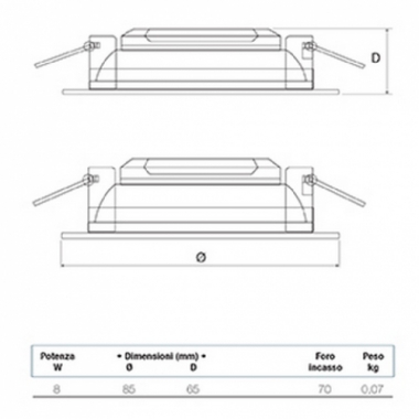 FARETTO DOWNLIGHT ULTRA COMPACT LED 8W 4000K - BEGHELLI 71051 product photo Photo 02 3XL