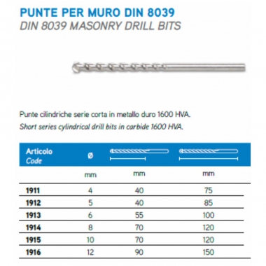 PUNTA MURO DIN 8039 D 8 - B.M. 1914 product photo Photo 02 3XL