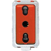 MAGIC PRESA BIPASSO 2P+T 10/16 ROSSA - BTICINO 5180R product photo