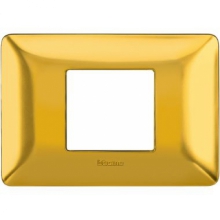 matix - placca 2 posti centrati oro satinato - BTICINO AM4819GOS product photo