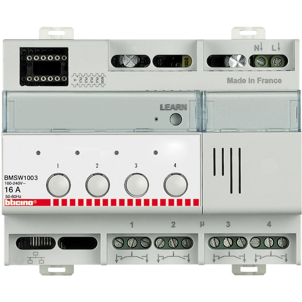 ATTUATORE ON/OFF 4X16A 6DIN 230V - BTICINO BMSW1003 - BTICINO BMSW1003 product photo