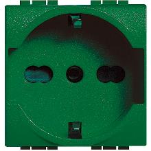 LIVING INT - PRESA SCHUKO E BIPASSO VERDE - BTICINO L4140X16V - BTICINO L4140X16V - BTICINO L4140X16V product photo