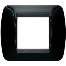 LIVING INT - PLACCA 2 POSTI NERO SOLID - BTICINO L4802NR product photo