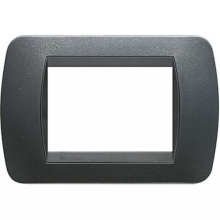 PLACCA 3P PLASTICA COLORE NERO LUCIDO LIVING INTERNATIONAL - BTICINO L4803PA product photo