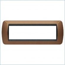 PLACCA LIVING INTERNATIONAL ORIGINALE CON CORINICE INTERNA NERA PLACCA 7 POSTI BLU METALLICO - BTICINO L4807BT product photo