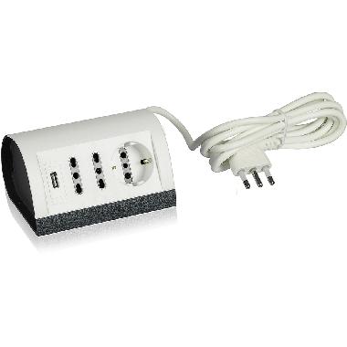 MULTIPRESA 2 PRSE BIPASSO 10/16+1 P30+USB BIANCA INTERLINK - BTICINO 150462 product photo Photo 02 3XL