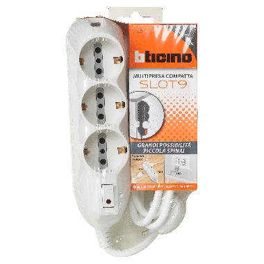 MULTIPRESA SLOT9 6+3 PRESE SPINA 16A+INTERRUTORE BIANCA - BTICINO 3699DB product photo Photo 02 3XL
