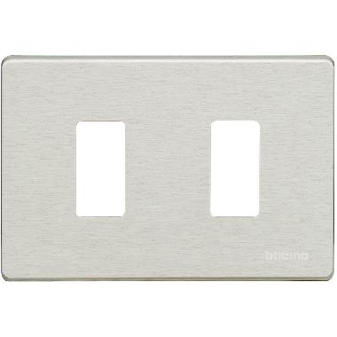 PLACCA 2 POSTI ALLUMINIO OXIDAL MAGIC - BTICINO 503/2/X product photo Photo 02 3XL