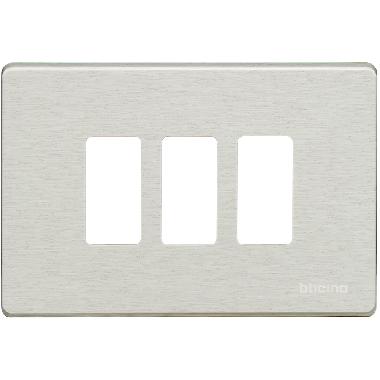 PLACCA 3 POSTI ALLUMINIO OXIDAL MAGIC - BTICINO 503/3/X product photo Photo 02 3XL