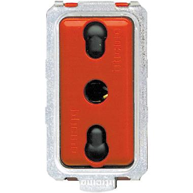 MAGIC PRESA BIPASSO 2P+T 10/16 ROSSA - BTICINO 5180R product photo Photo 01 3XL