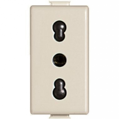 PRESA BIPASSO STANDARD ITALIA 2P+T 10/16A CON ALVEOLI SCHERMATI INTERASSE 19 E 26 MM AVORIO - BTICINO A5180 product photo Photo 01 3XL