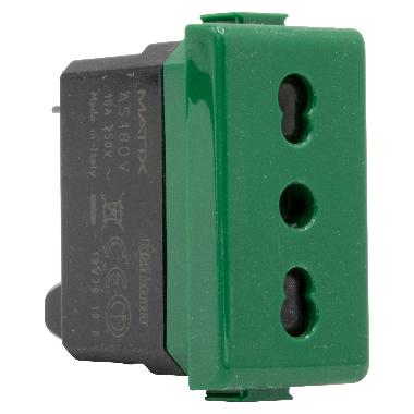 MATIX MAGIC - PRESA BIPASSO 2P+T VERDE - BTICINO A5180V product photo Photo 03 3XL