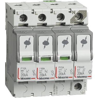 BTDIN - SPD T2 20KA 3P+N NR+SEGNAL DISTANZ - BTICINO F10AC4 product photo Photo 01 3XL