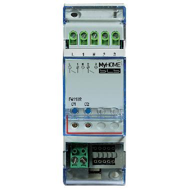 ATTUATORE A 2 RELE 2 MODULI DIN BUS - BTICINO F411U2 product photo Photo 02 3XL