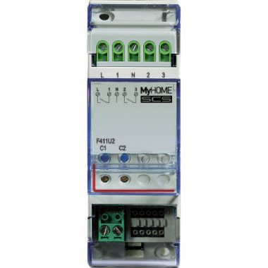 ATTUATORE A 2 RELE 2 MODULI DIN BUS - BTICINO F411U2 product photo Photo 01 3XL