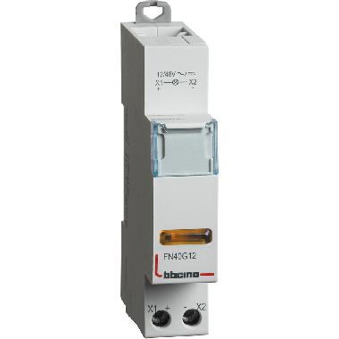PORTALAMPADA PER SEGNALAZIONE SINGOLA LED GIALLA 12/48V AC/DC BTDIN - BTICINO FN40G12 product photo Photo 02 3XL