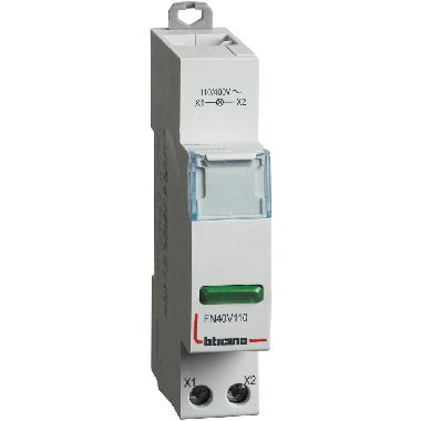 PORTALAMPADA PER SEGNALAZIONE SINGOLA CON LED VERDE A 110-400VAC 1 MODULO BTDIN - BTICINO FN40V110 product photo Photo 02 3XL