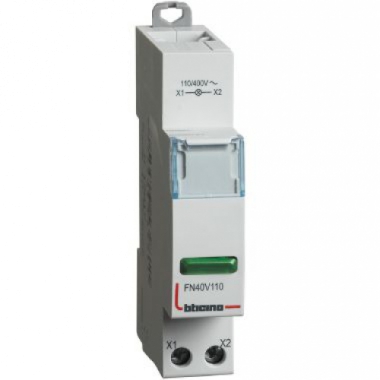 PORTALAMPADA PER SEGNALAZIONE SINGOLA CON LED VERDE A 110-400VAC 1 MODULO BTDIN - BTICINO FN40V110 product photo Photo 01 3XL