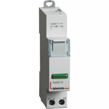 PORTALAMPADA PER SEGNALAZIONE SINGOLA LED VERDE 12/48V AC/DC BTDIN - BTICINO FN40V12 product photo Photo 01 3XL