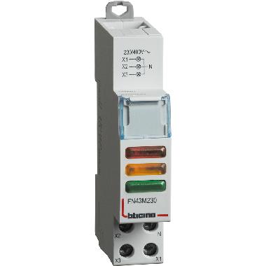 PORTALAMPADA TRIPLA X SEGNALAZIONE LED V+G+R 230/400V AC BTDIN - BTICINO FN43M230 product photo Photo 02 3XL