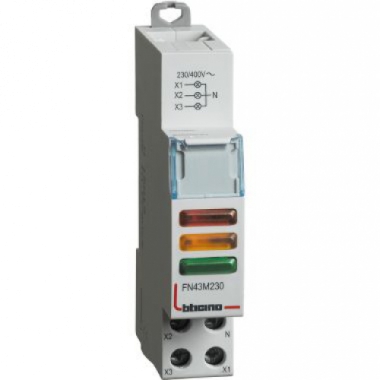 PORTALAMPADA TRIPLA X SEGNALAZIONE LED V+G+R 230/400V AC BTDIN - BTICINO FN43M230 product photo Photo 01 3XL