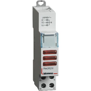 PORTALAMPADA TRIPLA LED ROSSA 230/400V AC BTDIN - BTICINO FN43R230 product photo Photo 02 3XL