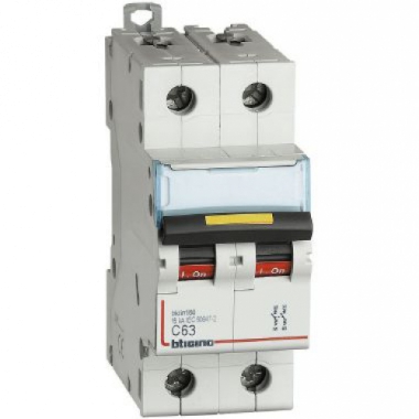 INTERRUTTORE MAGNETOTERMICO 2P CURVA C 63A 16KA BTDIN160 - BTICINO FT82C63 product photo Photo 01 3XL