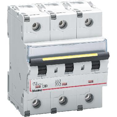 BTDIN160 - interruttore magnetotermico 3P curva C - In= 80A - Icu= 16kA - Vn= 400 Vac - 4,5 moduli - BTICINO FT83C80 product photo Photo 02 3XL