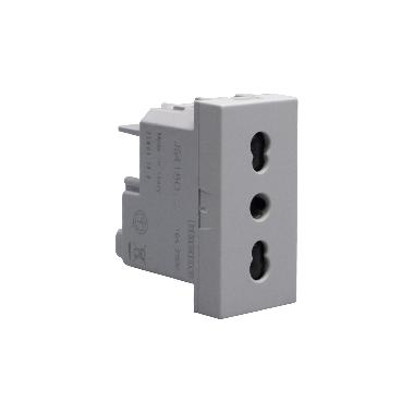 PRESA BIPASSO 2P+T 16 A 250 VA.C.- PER SPINE 2P E 2P+T 10 A E 16 A STANDARD ITALIA - 1 MODULO - GRIGIO SERIE MATIXGO - BTICINO JG4180 product photo Photo 05 3XL