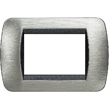 LIVING INTERNATIONAL PLACCA 3P ACCIAIO SPAZZOLATO L4803ACS - BTICINO L4803ACS product photo Photo 01 3XL