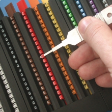 MARCATORI A CUSCINETTO PUSH-IN POLIAMMIDE, A STRISCE SIGLA R - CEMBRE 23129-R product photo