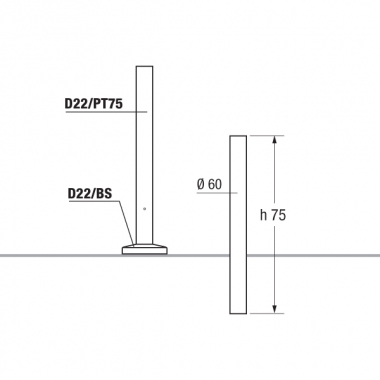 PALO LUCILLA H.750MM - ING.CASTALDI ILLUMINAZIONE D22/PT75 product photo Photo 01 3XL